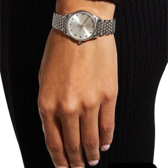 29mm G-Timeless Bee Watch with Bracelet Strap, Silver main image 6